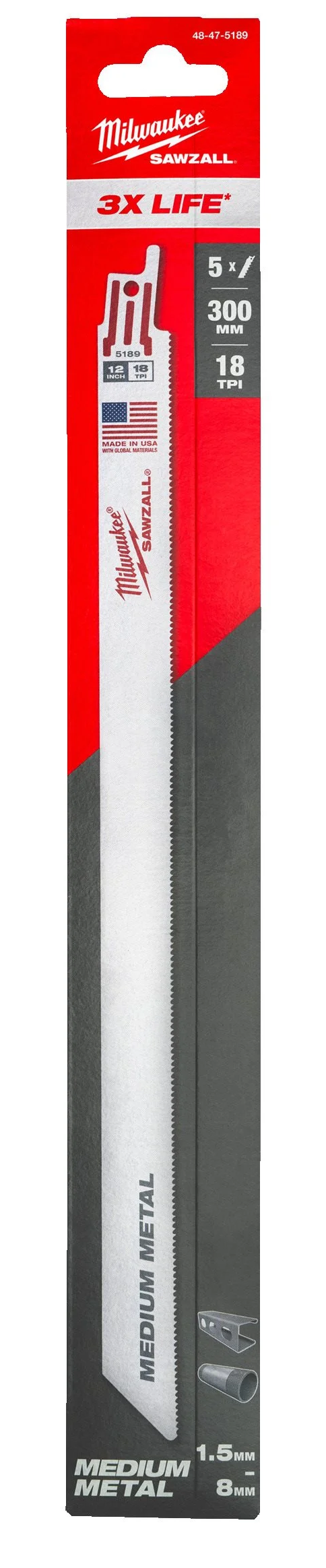 48475189 5 x Brzeszczot do metalu 300mm x 1.4mm 18 z/cal  Pi�a Szablasta