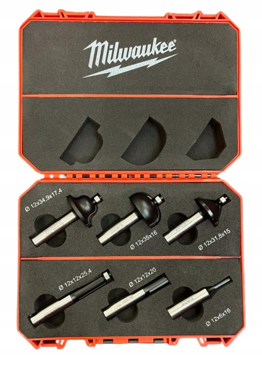 4932493578 Milwaukee Zestaw Frez�w do drewna 6szt 12mm