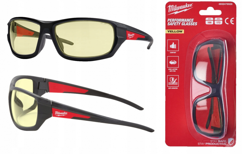 4932478928 Milwaukee Okulary ochronne premium Z�te Przeciwodpryskowe