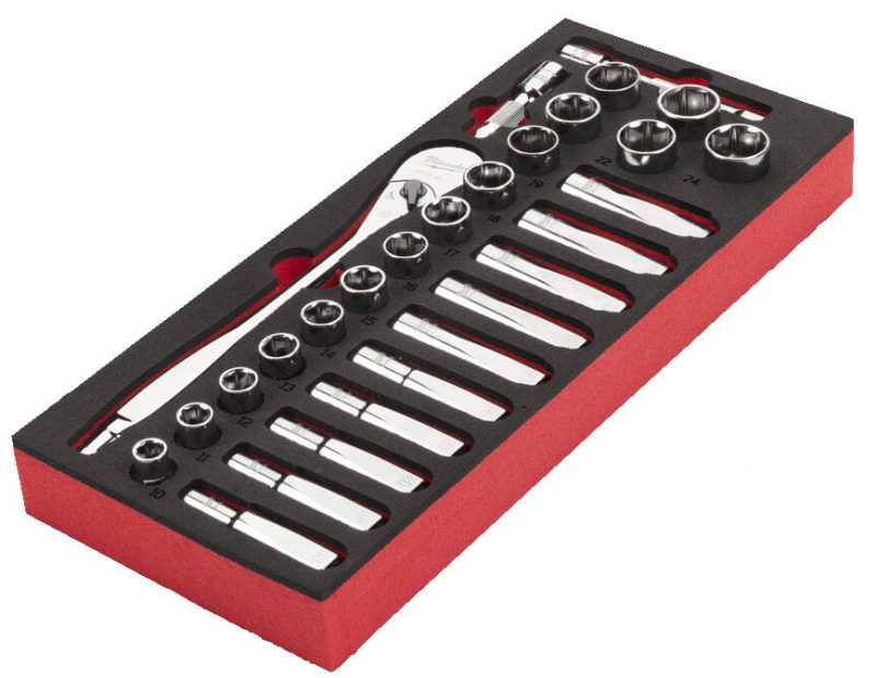 4932479826 Wk�adka piankowa z grzechotk� i nasadkami 1/2'' 28el Milwaukee 