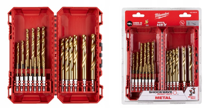 4932493866 MILWAUKEE ZESTAW WIERTE� METAL HSS-G RED HEX 19szt Packout