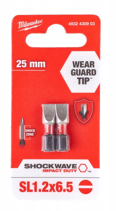 4932430903 Milwaukee Bity do wkr�tarki P�aski SL 1.2x6.5 25mm 2szt 