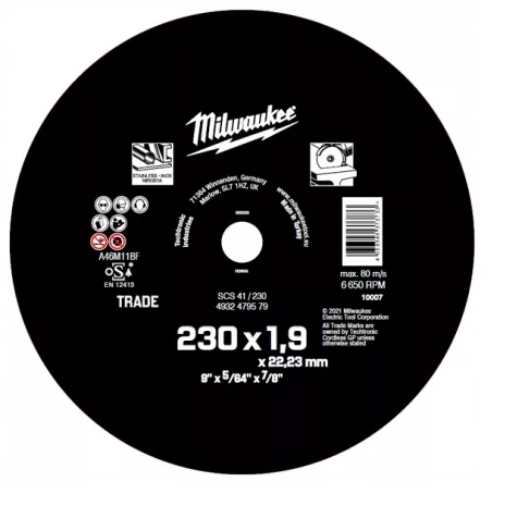 4932479579 MILWAUKEE Tarcza cienka 230mm x 1,9mm do metalu inox
