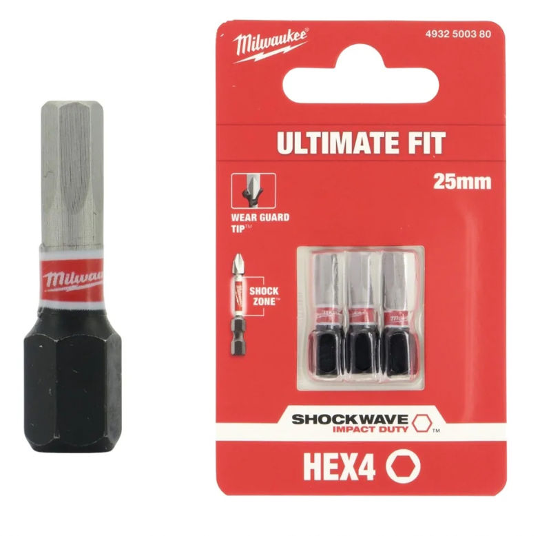 4932500380 Milwaukee BIT HEX IMBUS 4mm 3szt 25mm