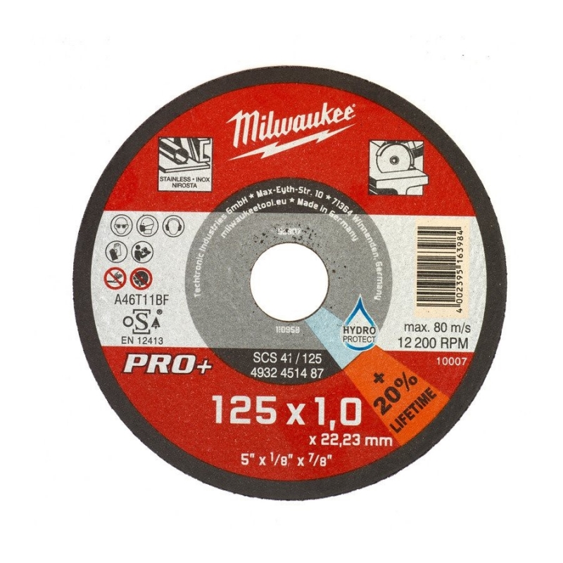 4932451487 Tarcza Tn�ca do Metalu PRO+ 125x 1,0mm Milwaukee 