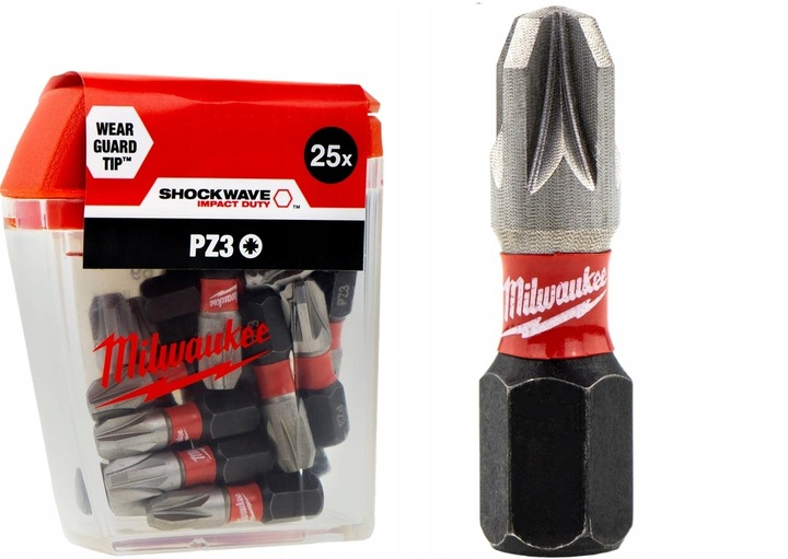 4932430869 Milwaukee Bity ShockWave Udarowe 25szt PZ3x25mm