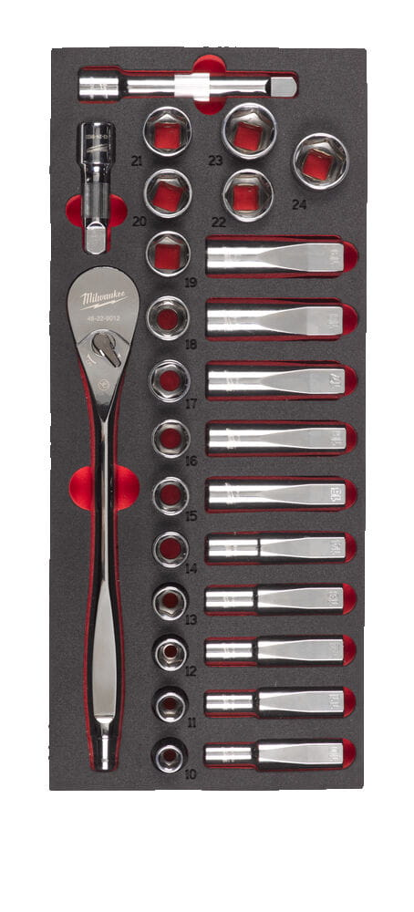 4932479826 Wk�adka piankowa z grzechotk� i nasadkami 1/2'' 28el Milwaukee 