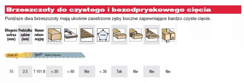 4932254061 MILWAUKEE Brzeszczoty do drewna Typ T 75mm 5szt