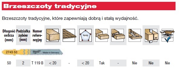 4932274353 Brzeszczoty do drewna chwyt T czyste ci�cie 50/2 mm 5 szt  MILWAUKEE  