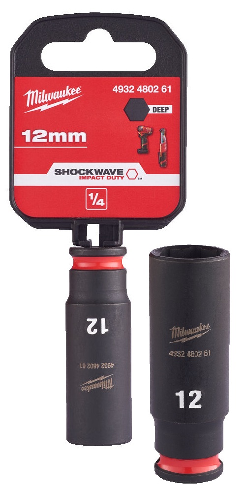 4932480261 Klucz Nasadka udarowa 6-pkt 12mm 1/4 d�uga Milwaukee 