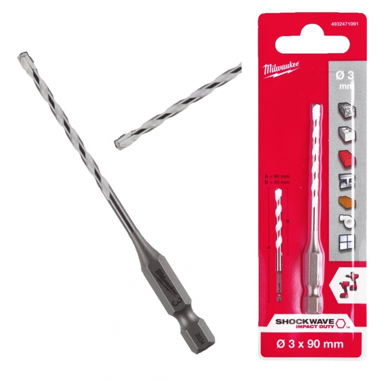 4932471091 WIERT�O UNIWERSALNE MILWAUKEE HEX 3 x 90 mm 