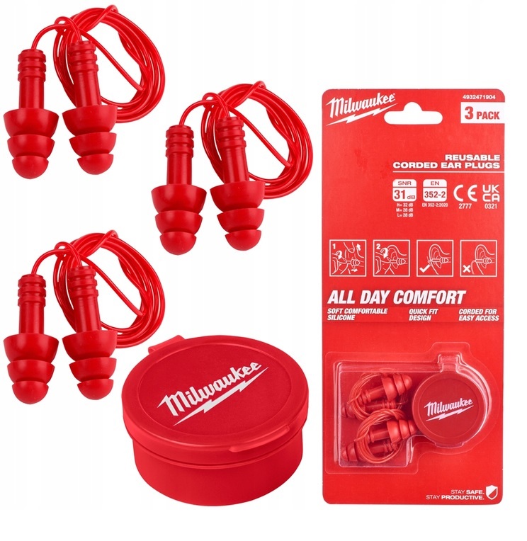 4932471904 WYMIENNE WKŁADKI PRZECIWHAŁASOWE MILWAUKEE 3 PACK