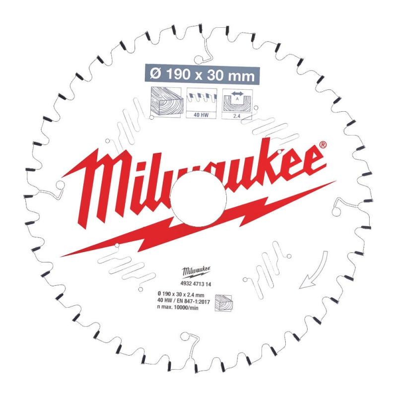 4932471314 Milwaukee Tarcza Tn�ca Pi�a Widiowa 190mm x 30mm otw�r x 40Z 