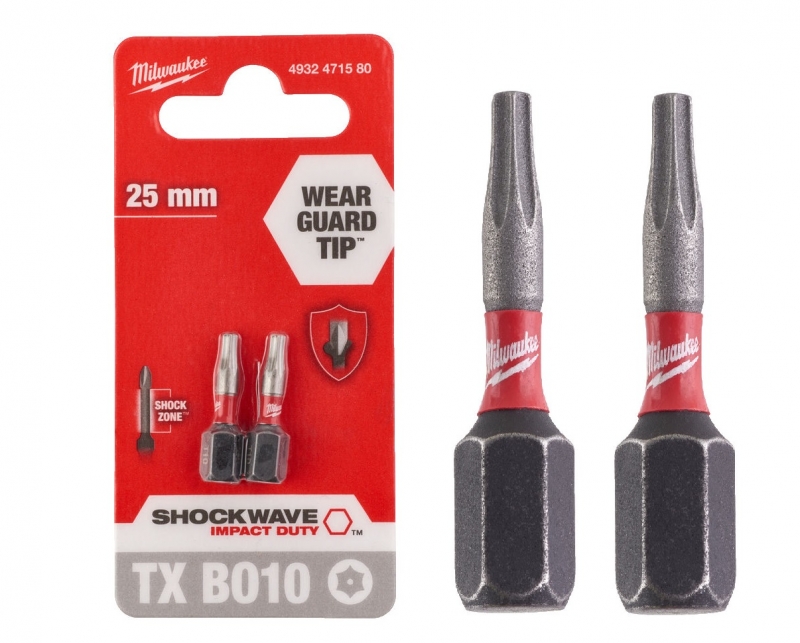 4932471580 Milwaukee BIT Torx Gwiazdka 25mm T10 z otworem 2szt
