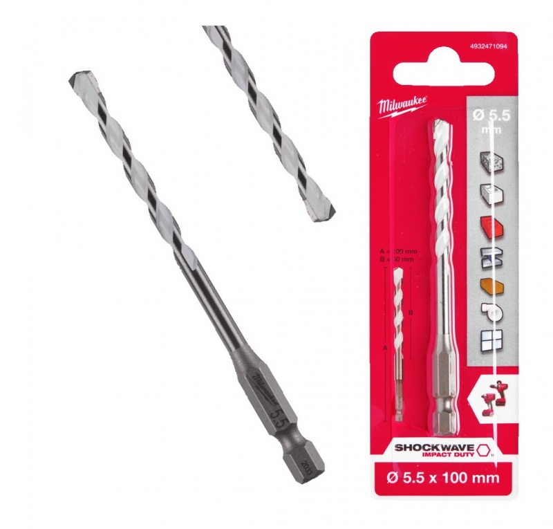 4932471094 WIERT�O UNIWERSALNE MILWAUKEE HEX 5.5 x 100 mm 