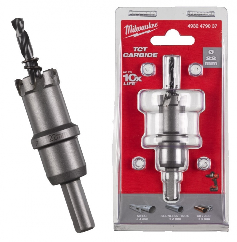4932479037 Milwaukee Otwornica do stali nierdzewnej metalu 22 mm TCT