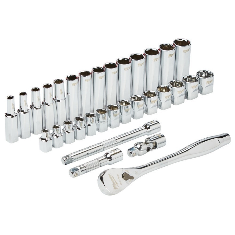4932464945 Milwaukee Zestaw Nasadek z Grzechotk� 3/8 6-19mm Metryczne 32szt 