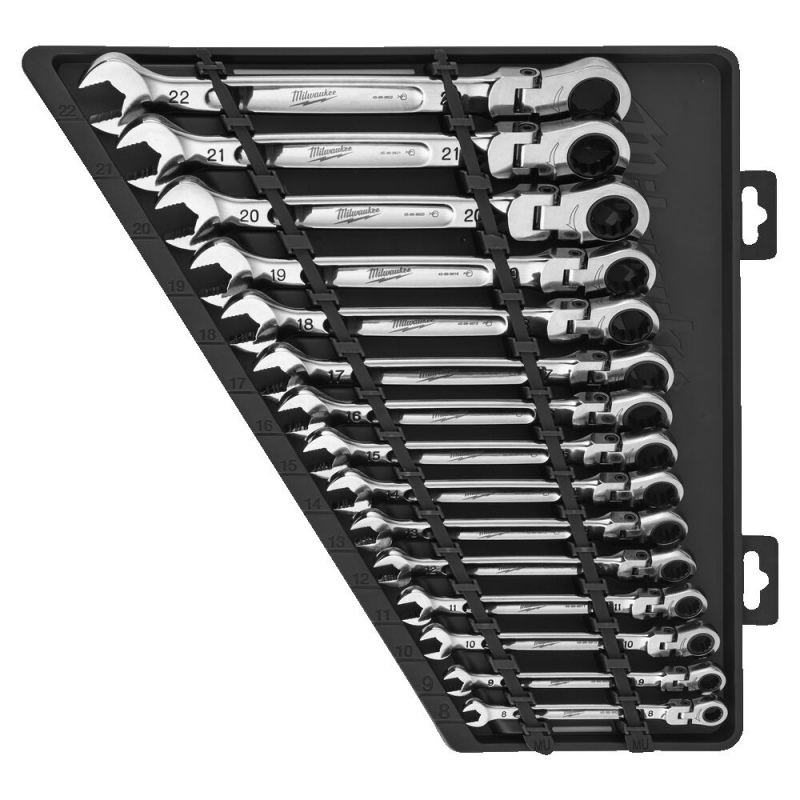 4932478558 Milwaukee Zestaw Kluczy z Grzechotk� 15szt �amane 8-22mm 