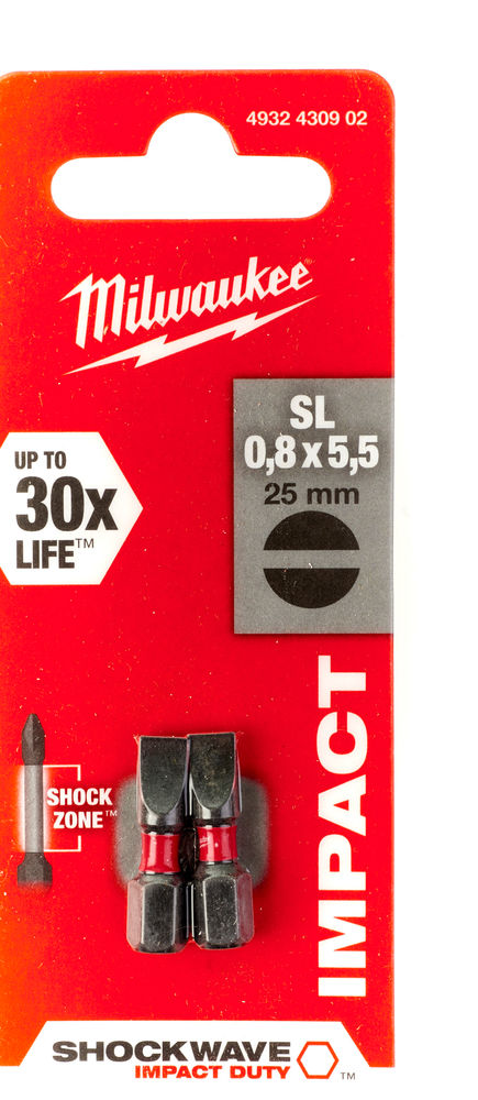 4932430902 Milwaukee Bity do wkr�tarki P�aski SL 0.8x5.5 25mm 2szt