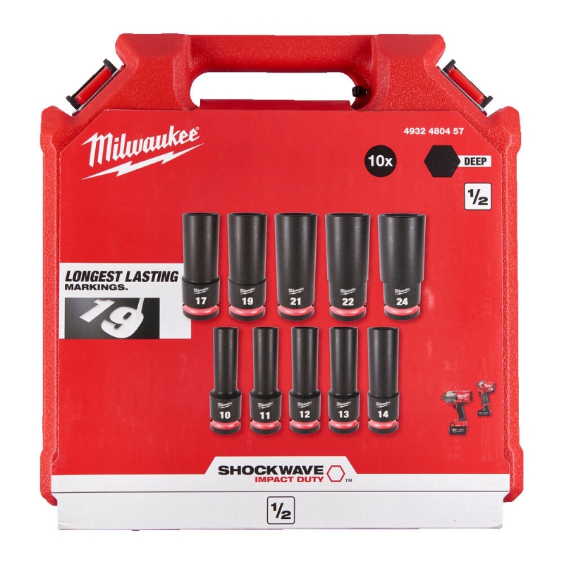 4932480457 ZESTAW NASADEK UDAROWYCH 1/2'' 10 el MILWAUKEE  D�ugich