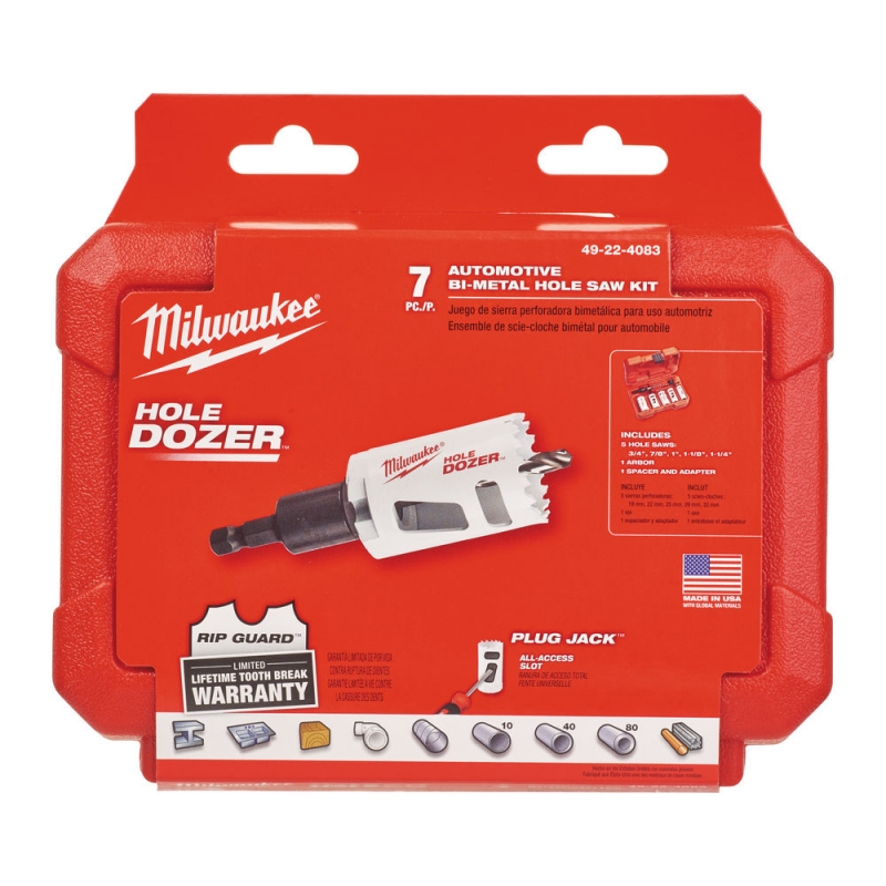Milwaukee Zestaw Otwornic 7szt 19-32mm Hole Dozer + Adapter Bi-METAL