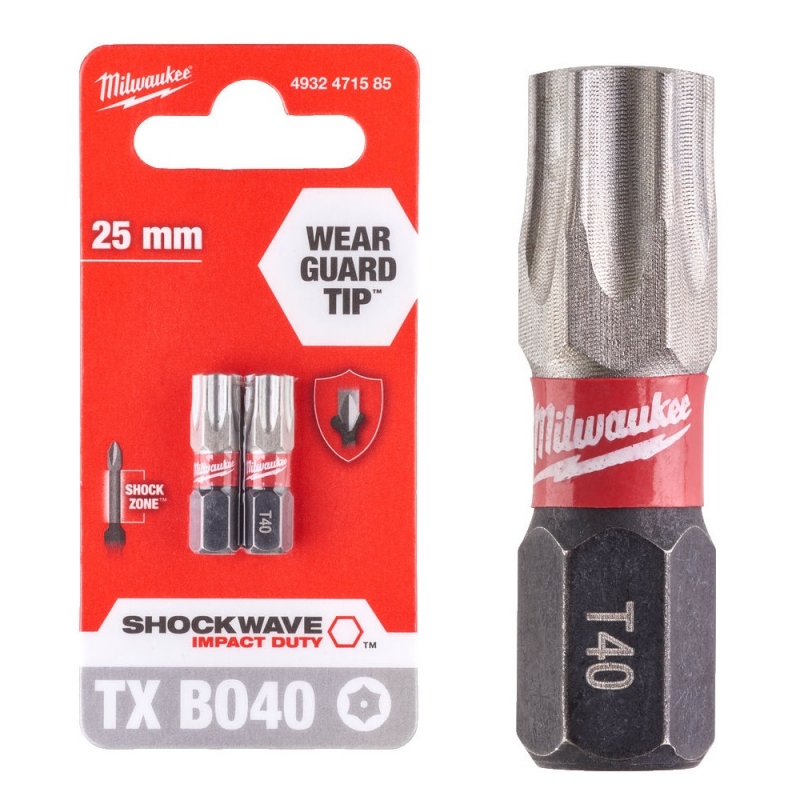 Milwaukee BIT Torx Gwiazdka 25mm T40 z otworem 2sz