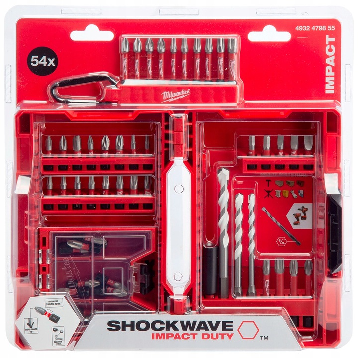 4932479855 Zestaw wierte� i bit�w 54szt Schockwave MILWAUKEE  