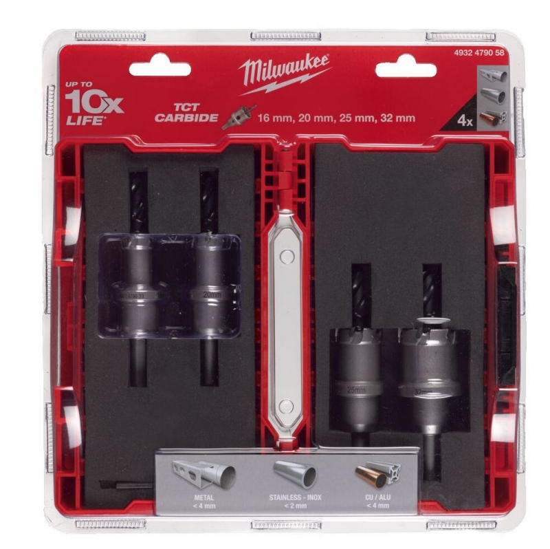 4932479058 MIlwaukee Zestaw Otwornic do Stali Nierdzewnej  4 SZT (16,20,25,32mm)  TCT