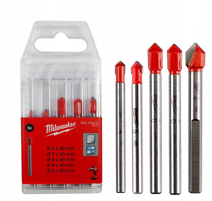 4932479948 ZESTAW WIERTE� DO SZK�A P�YTEK CERAMIKI MILWAUKEE  4-8mm 5szt
