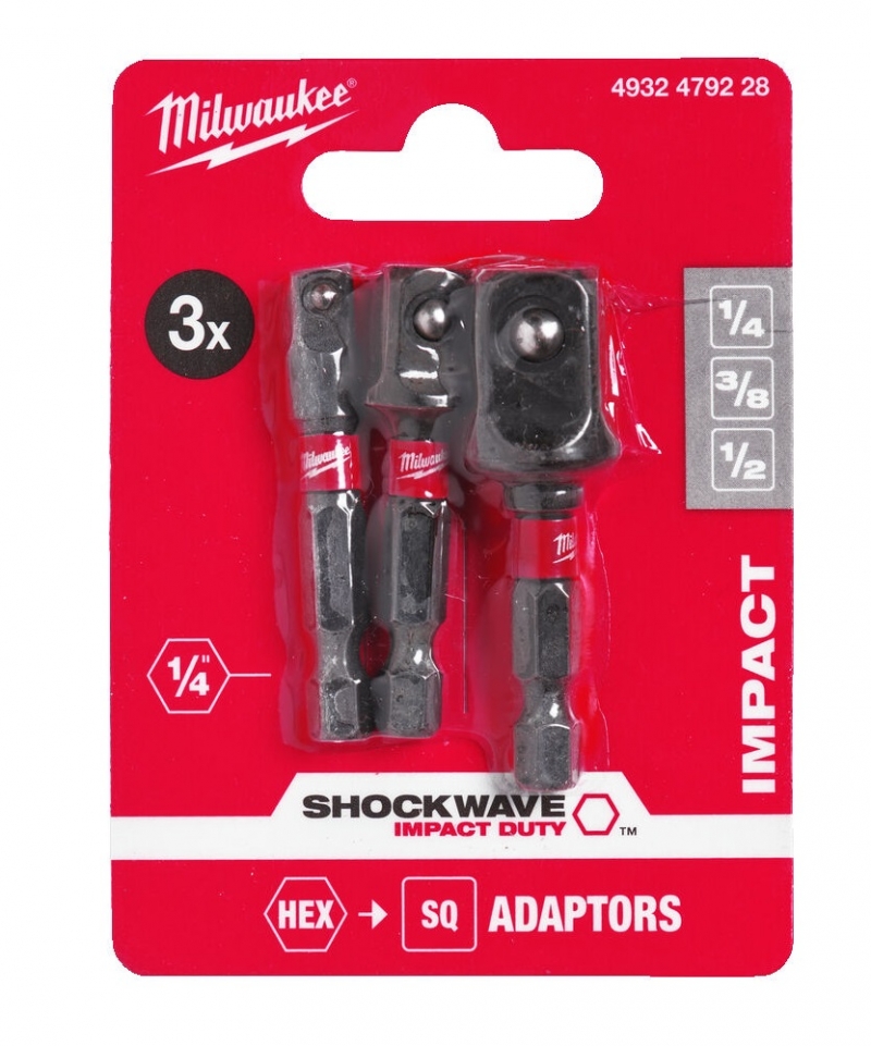 4932479228 Uchwyt adaptery do bit�w Milwaukee 1/2 3/8 1/4 3szt