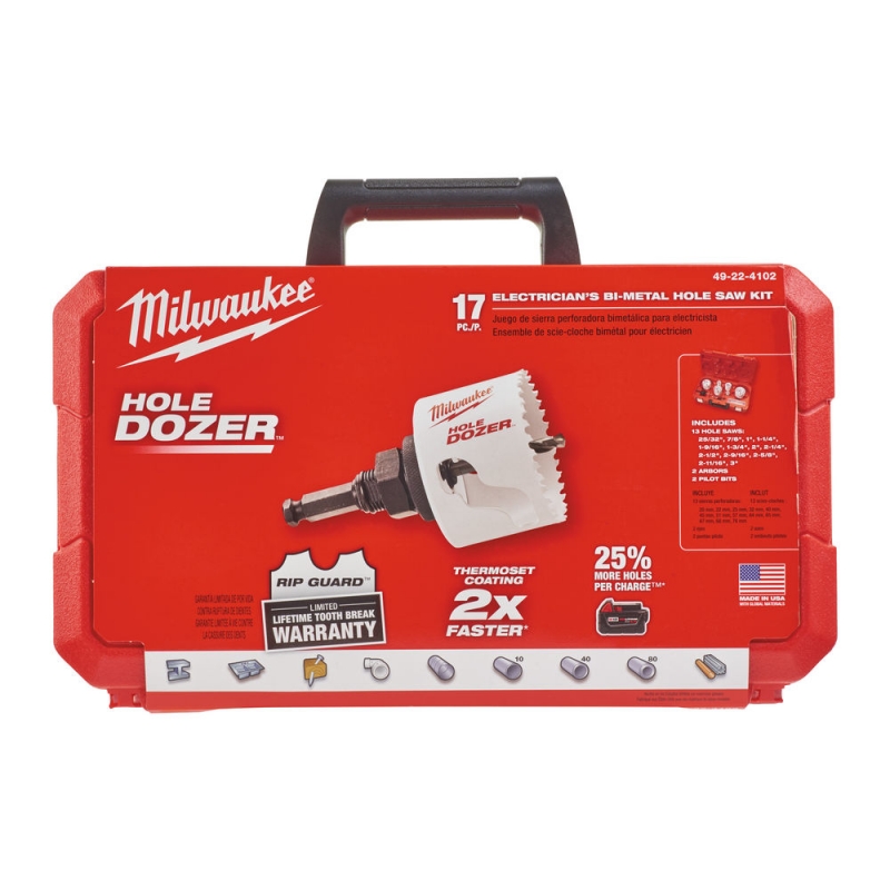 49224102 ZESTAW OTWORNIC MILWAUKEE BIMETAL Hole Dozer 17el