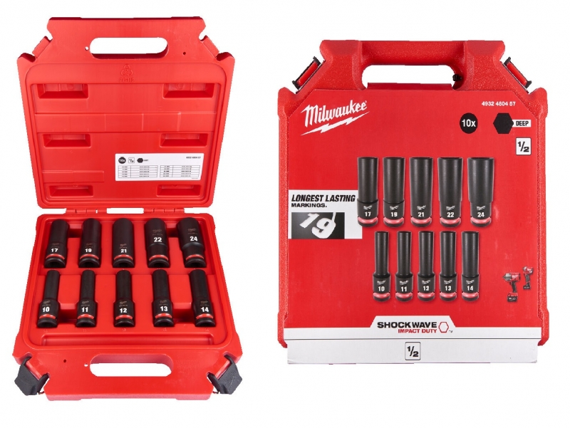 4932480457 ZESTAW NASADEK UDAROWYCH 1/2'' 10 el MILWAUKEE  D�ugich