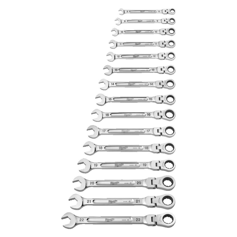 4932478558 Milwaukee Zestaw Kluczy z Grzechotk� 15szt �amane 8-22mm 