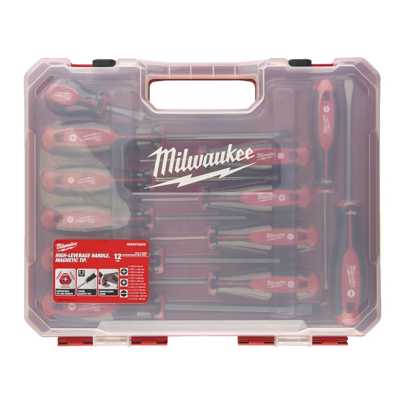 Milwaukee Zestaw Wkr�tak�w 12szt P�askie Krzy�owe Magnetyczne