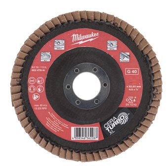 4932478949 Milwaukee Ceramiczna tarcza listkowa do aluminium/ Metalu INOX XL 125mm G40