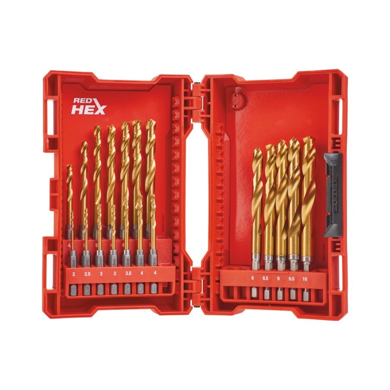 Zestaw Wierte� do metalu 19szt HSS-G do wkretarek IMPACT RED HEX