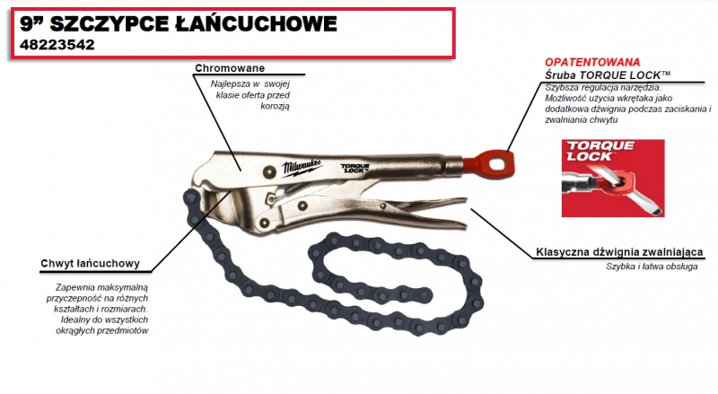 MILWAUKEE Szczypce �a�cuchowe TORQUE LOCK™ 270mm 