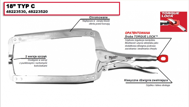 4932472260  Szczypce zaciskowe typu C 480 mm MILWAUKEE