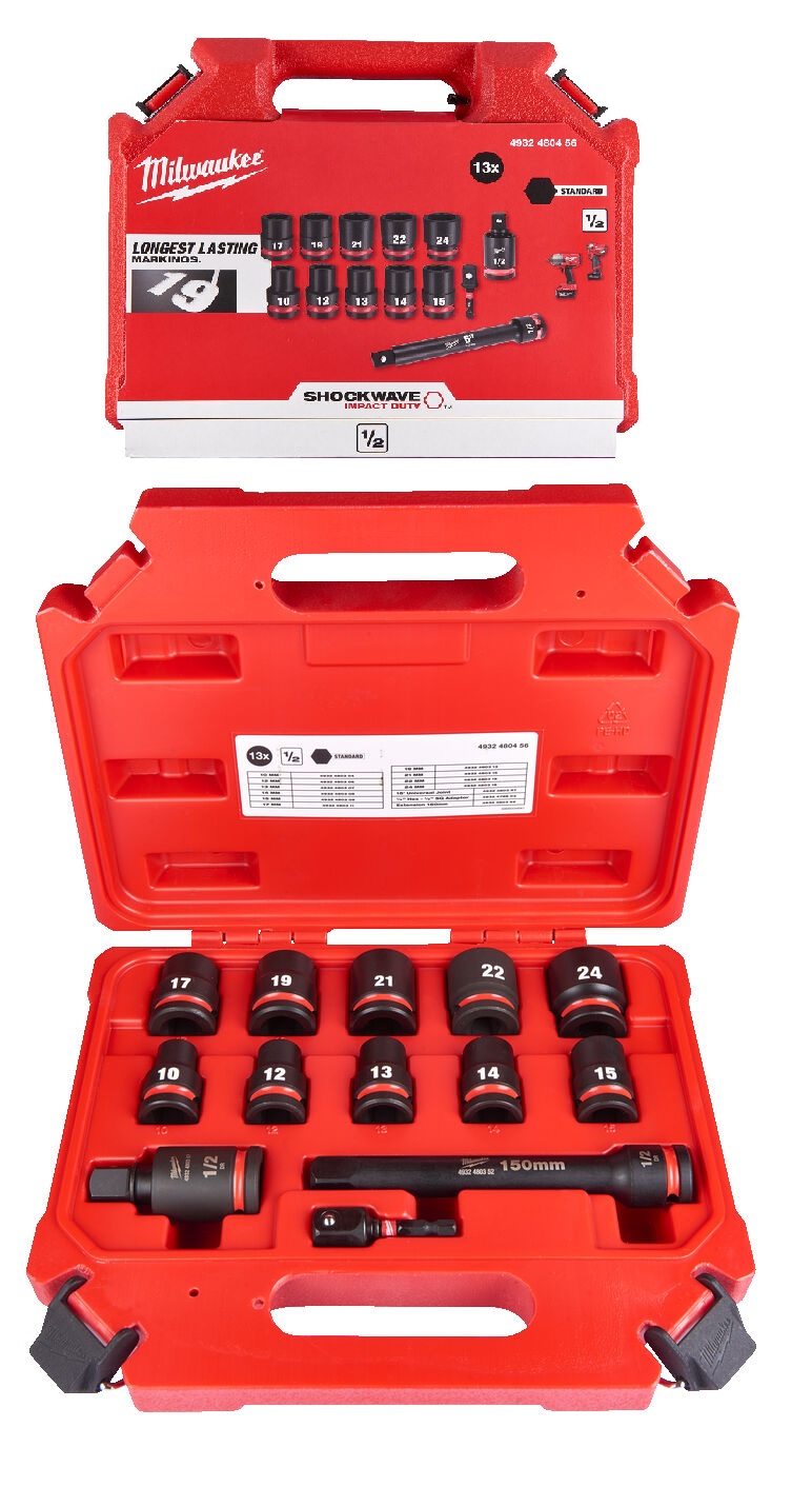 4932480456 ZESTAW NASADEK UDAROWYCH 1/2'' 13 el MILWAUKEE
