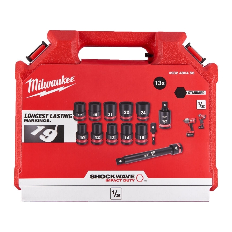 4932480456 ZESTAW NASADEK UDAROWYCH 1/2'' 13 el MILWAUKEE