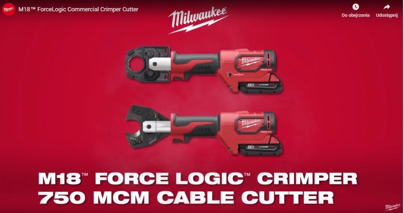 4933451194 Milwaukee M18 FORCE LOGIC  AKUM. HYDRAULICZNA PRASKA DO ZACISKANIA KABLI M18 HCCT-201C