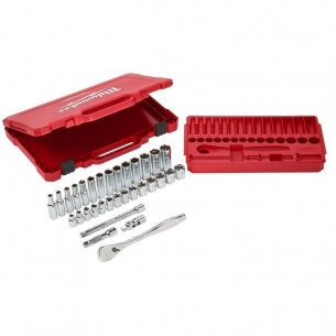4932464945 Milwaukee Zestaw Nasadek z Grzechotką 3/8 6-19mm Metryczne 32szt