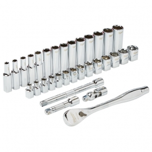 4932464945 Milwaukee Zestaw Nasadek z Grzechotką 3/8 6-19mm Metryczne 32szt