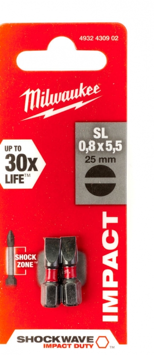 4932430902 Milwaukee Bity do wkr�tarki P�aski SL 0.8x5.5 25mm 2szt