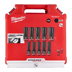 4932480457 ZESTAW NASADEK UDAROWYCH 1/2'' 10 el MILWAUKEE  D�ugich