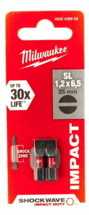 4932430903 Milwaukee Bity do wkr�tarki P�aski SL 1.2x6.5 25mm 2szt 