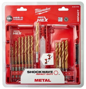 Zestaw Wierte� do metalu 19szt HSS-G do wkretarek IMPACT RED HEX