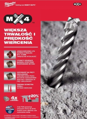 4932399326 Milwaukee Wiert�o SDS+ PLUS MX4  8/350/400 4-ostrzowe