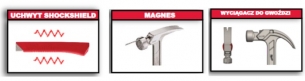 4932478653  Milwaukee M�otek ciesielski z trzonkiem stalowym, pazur prosty 450g