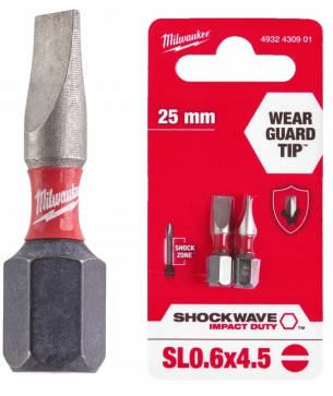 4932430901 Milwaukee Bity do wkr�tarki P�aski SL 0.6x4.5 25mm 2szt 